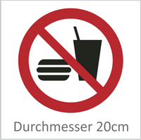 Essen und trinken verboten 20 cm